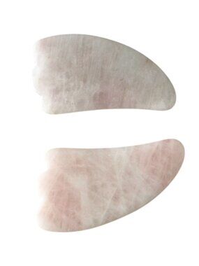 Rose Quartz Gua Sha Facial Massage Tool - Pink Set of 2 Skincare Stone
